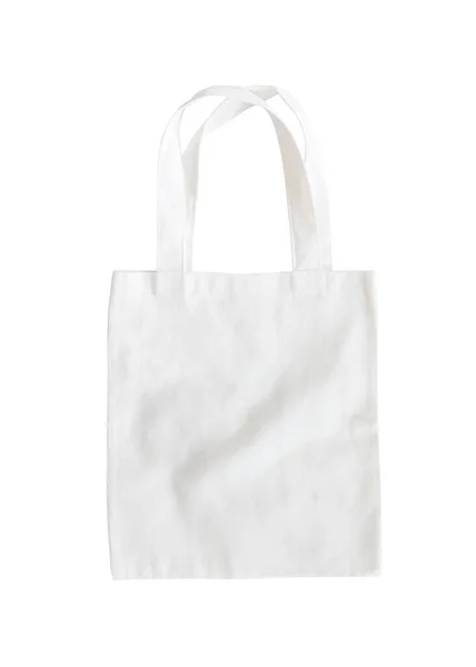 Tote Bag Attrappe Bis Leinwand Stoff Stoff Einkaufssack Auf Weißem — Stockfoto
