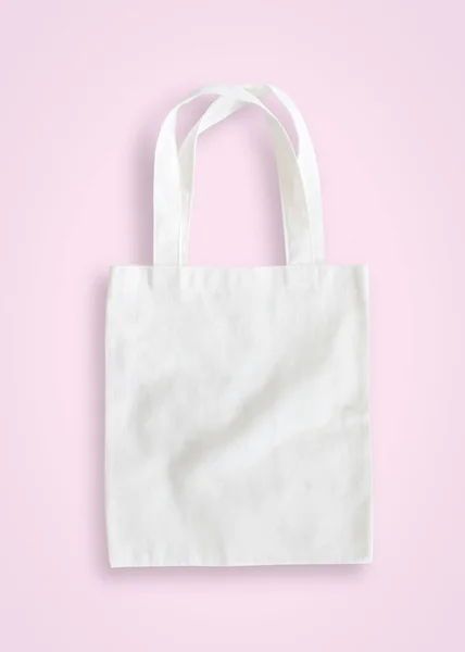 Tote Bag Mock Tela Pano Saco Compras Fundo Rosa Isolado — Fotografia de Stock