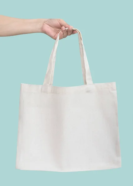 Tote Bag Canvas White Cotton Fabric Cloth Eco Shoulder Shopping — Stock Photo, Image