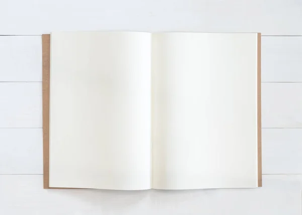 Modelo Maquete Livro Página Aberta Papel Reciclagem Size Flat Lay — Fotografia de Stock