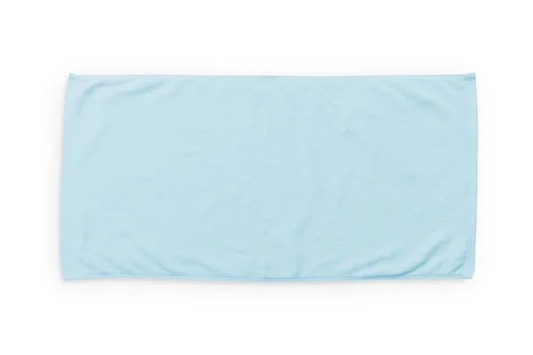 Lichtblauwe Strand Handdoek Mock Geïsoleerd Witte Achtergrond Flat Lay Bovenaanzicht — Stockfoto