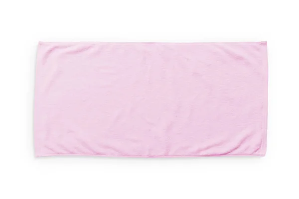 Рожевий Пляжний Рушник Сміється Ізольовано Білому Тлі Плаский Вид Зверху — стокове фото