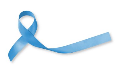 Blue ribbon symbolic for prostate cancer awareness campaign and men's health in November (isolated on white background, clipping path clipart