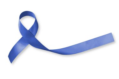 Colorectal/ Colon cancer, Acute Respiratory Distress Syndrome (ARDS), and Tuberous Sclerosis awareness symbolic with dark blue ribbon with dark blue ribbon on white background with clipping path clipart