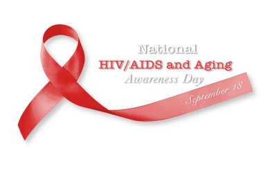 Ulusal HIV / AIDS ve Yaşlanma Bilinci Günü, 18 Eylül Kırmızı kurdeleli (kırpma yolu ile izole edilmiş))