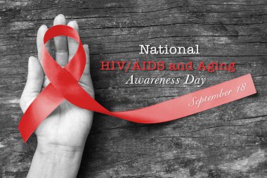 Ulusal HIV / AIDS ve Yaşlanma Bilinci Günü, 18 Eylül Kırmızı kurdeleli (kırpma yolu ile izole edilmiş))