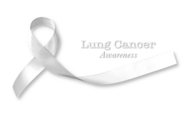 Akciğer kanseri hakkında farkındalığı arttırmak için beyaz / açık renkli kurdele.