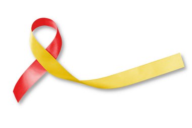World hepatitis day and HIV/ HCV co-infection awareness with red yellow ribbon (isolated  with clipping path on white background)  clipart