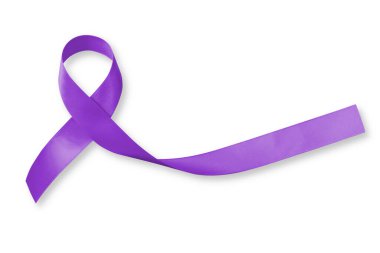 Hodgkin's lymphoma and testicular cancer awareness violet ribbon symbolic bow color on white background (isolated with clipping path) clipart