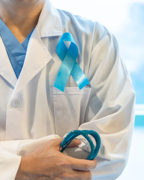 Fita Consciência Azul Câncer Próstata Para Saúde Dos Homens Novembro — Fotografia de Stock