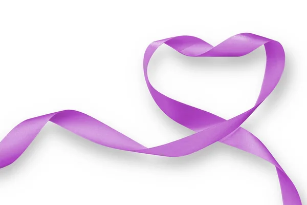 Elemento Cinta Corazón Lavanda Púrpura Aislado Sobre Fondo Blanco Ruta — Foto de Stock