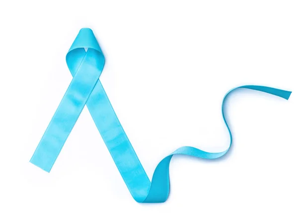 Ruban Bleu Symbolique Pour Campagne Sensibilisation Cancer Prostate Santé Des — Photo