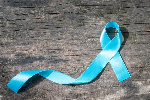 Ruban Bleu Symbolisant Campagne Sensibilisation Cancer Prostate Santé Des Hommes — Photo