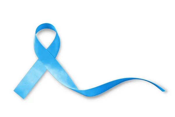 Blue ribbon symbolic for prostate cancer awareness campaign and men's health in November month (isolated on white background, clipping path)