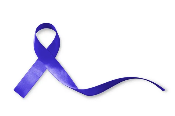 Tmavě Modrá Stuha Pro Zvýšení Povědomí Kolorektálním Karcinomu Karcinomu Tlustého — Stock fotografie