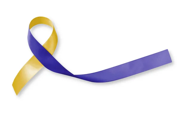 蓝黄意识带 在白色背景上与剪路分隔的弓形 世界下降综合征日Wdsd 3月21日支持胸腔出口综合征的残疾患者 Tos — 图库照片