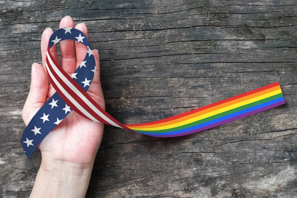 Lgbt Lgbti Rainbow Usa Patrón Bandera Cinta Conciencia —  Fotos de Stock