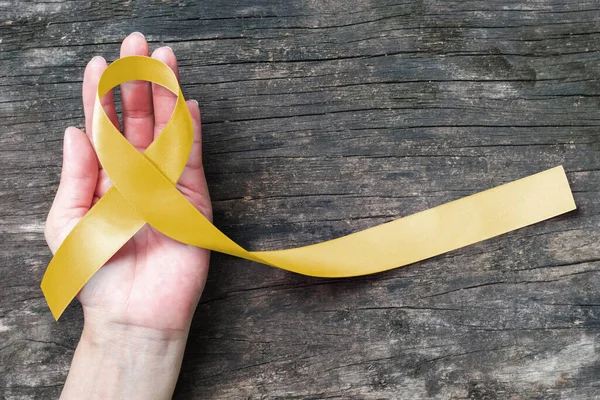 Sarkoma Kemiği Kanseri Için Sarı Kurdele Sembolik Rengi Spina Bifida — Stok fotoğraf