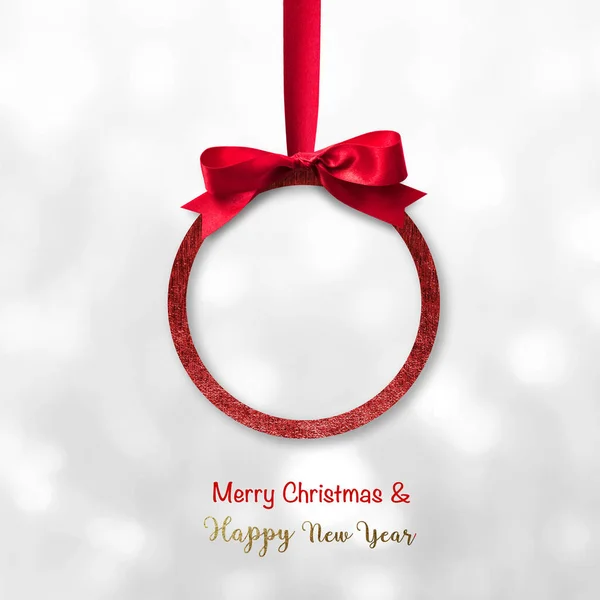 Vrolijk Kerstfeest Gelukkig Nieuwjaar Kerstmis Rode Bal Opknoping Ornament Decoratie — Stockfoto