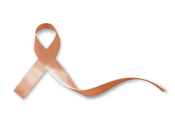 Ουτερίνη Και Γυναικολογικός Καρκίνος Ευαισθητοποίηση Ροδακινί Κορδέλα Χρώμα Απομονώνονται Λευκό — Φωτογραφία Αρχείου