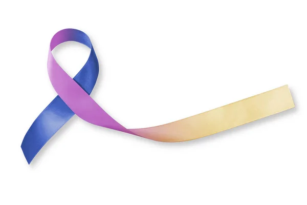 Bladder Cancer Awareness Marigold Blue Purple Ribbon Isolated White Background — Stock Photo, Image