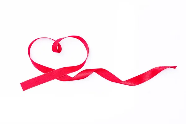 Red Ribbon Heart Shape Raising Awareness World Aids Day Stock Picture