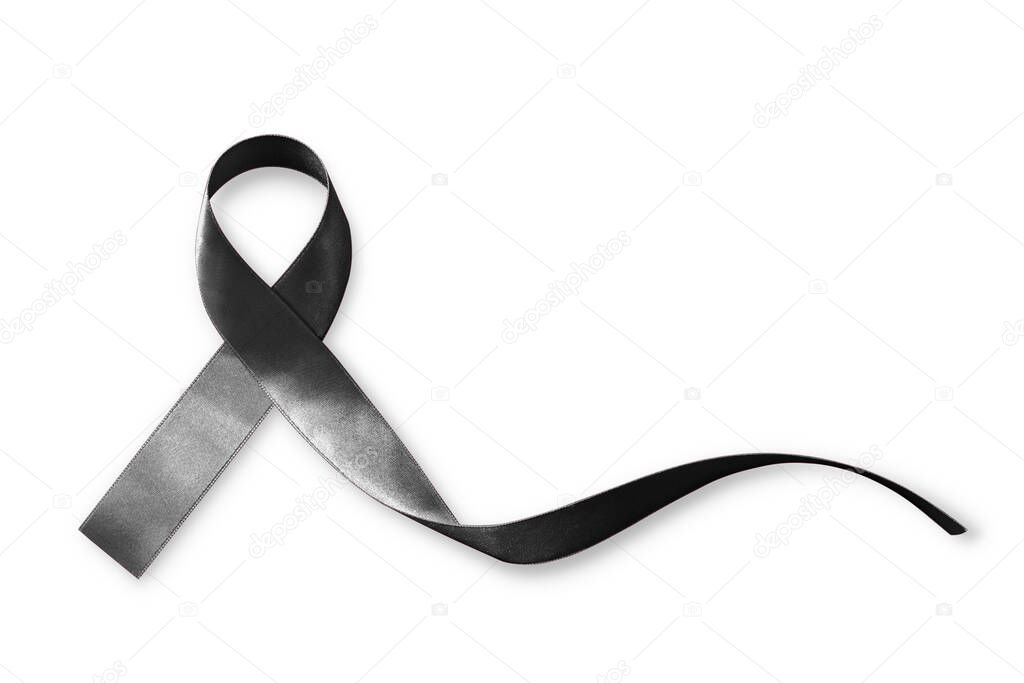 Black Ribbon symbol raising public awareness on Melanoma and skin cancer prevention and mourning for the death loss