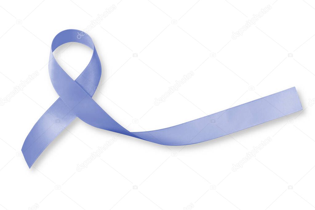 Esophageal and Stomach cancer awareness, and and Gastroesophageal Acid Reflux Disease (GERD) Awareness Week with Periwinkle ribbon color bow isolated on white background (clipping path) 