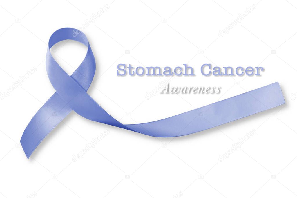 Periwinkle ribbon with Stomach cancer awareness text message isolated on white background (clipping path) 