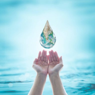 Dünya çevresinin korunması ve su kavramsal fikrinin korunması. NASA tarafından desteklenen bu görüntünün ögesi