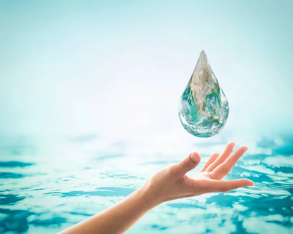 Ahorro Agua Concepto Protección Del Medio Ambiente Mundial Elemento Esta — Foto de Stock