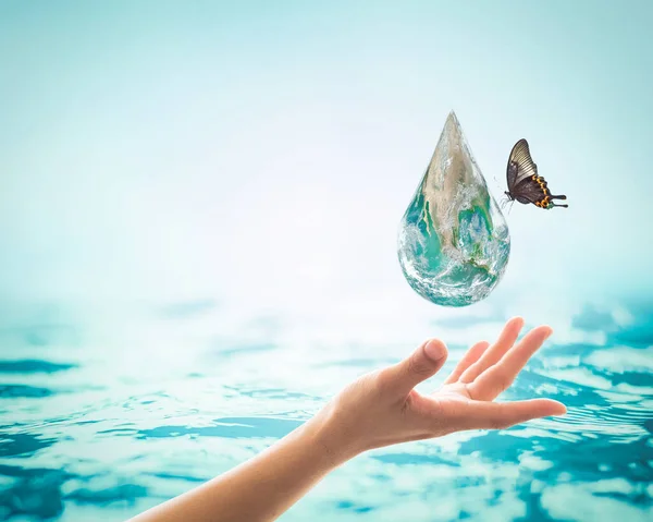 Światowy Dzień Oceanu Oszczędność Koncepcji Kampanii Wodnej Element Tego Obrazu — Zdjęcie stockowe