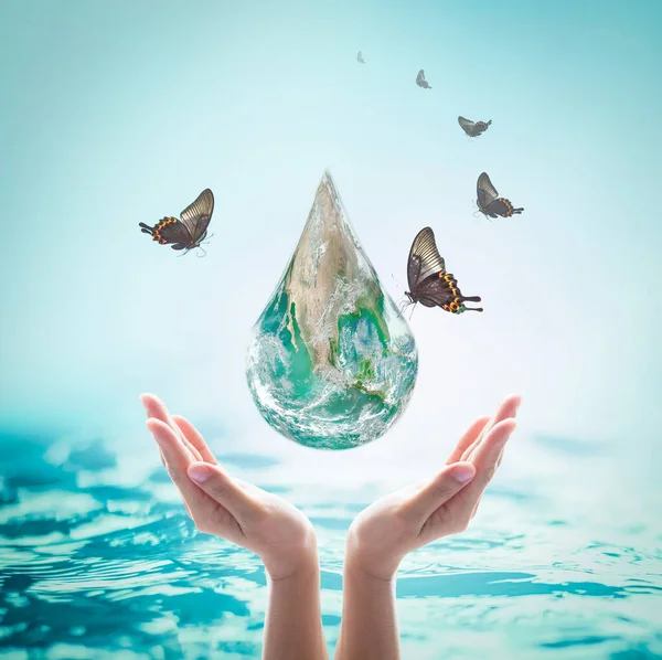 Dia Mundial Oceano Campanha Poupança Água Conceito Ecossistemas Ecológicos Sustentáveis — Fotografia de Stock