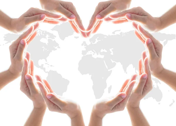 International Cooperative Charity Aid Friendship World Protection Concept Heart Collaborative — Stock Photo, Image