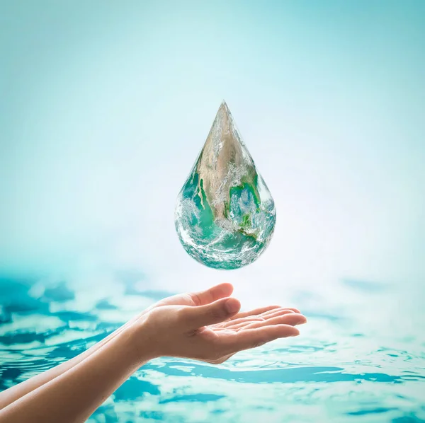 Światowy Dzień Oceanu Oszczędność Wody Kampania Zrównoważone Ekosystemy Koncepcja Zielenią — Zdjęcie stockowe