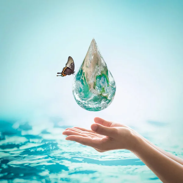 Dia Mundial Oceano Campanha Poupança Água Conceito Ecossistemas Ecológicos Sustentáveis — Fotografia de Stock