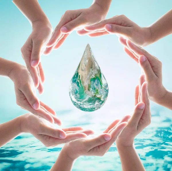 Światowy Dzień Oceanu Oszczędność Wody Kampania Zrównoważone Ekosystemy Koncepcja Zielenią — Zdjęcie stockowe