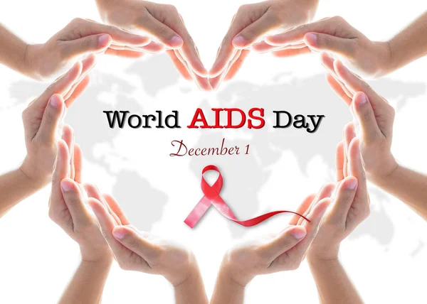 World Aids Day December Red Ribbon Awareness Raising Support People — Stock Photo, Image