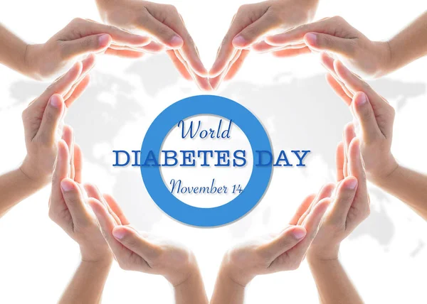 World Diabetes Day Concept Blue Circle Symbolic Logo Protective Heart — Stock Photo, Image