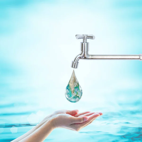 Dia Mundial Água Economia Água Conceito Proteção Ambiental Elemento Desta — Fotografia de Stock