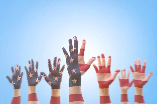 Estados Unidos Patrón Bandera Americana Mano Gente Para Votar Voluntariado — Foto de Stock