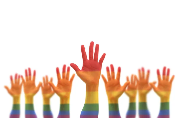 Rainbow Multi Color Flag Pattern Blur Many People Human Hands — Stock Photo, Image