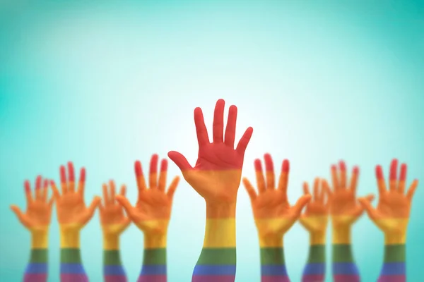 Lgbt Equal Rights Movement Gender Equality Concept Rainbow Flag People — Stock Photo, Image