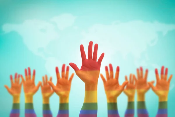 Lgbt Equal Rights Movement Gender Equality Concept Rainbow Flag People — Stock Photo, Image