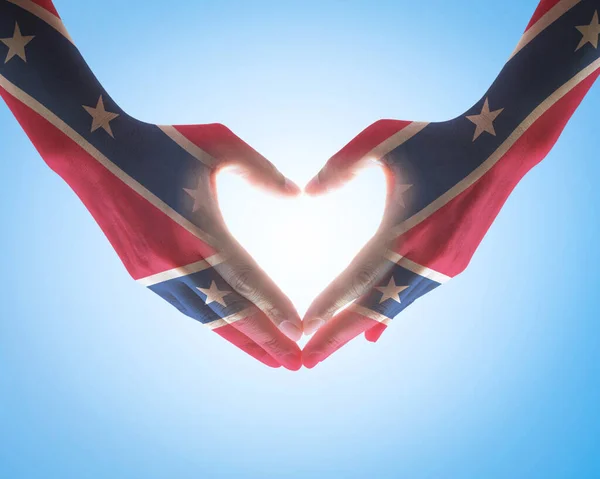 Confederate Memorial Day Usa Wzór Flagi Ludziach Serce Miłość Znak — Zdjęcie stockowe