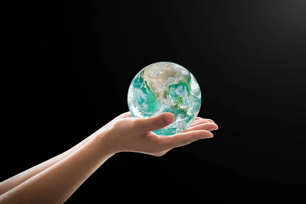 World Environment Concept Green Earth Hand Support Elementy Tego Obrazu — Zdjęcie stockowe