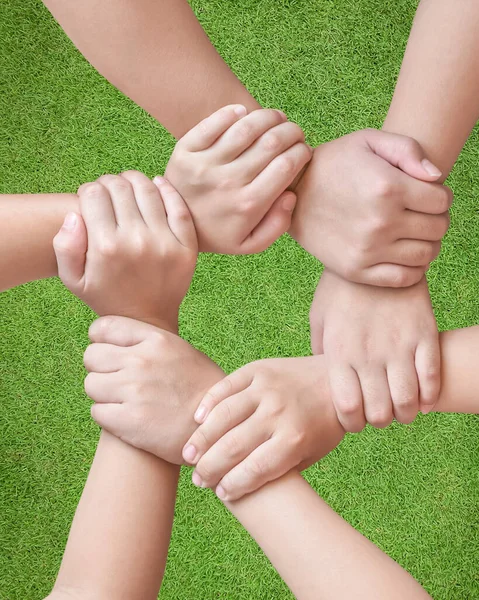 Circle Friend Enhet Kid Vänskap Koncept Med Isolerade Barns Händer — Stockfoto
