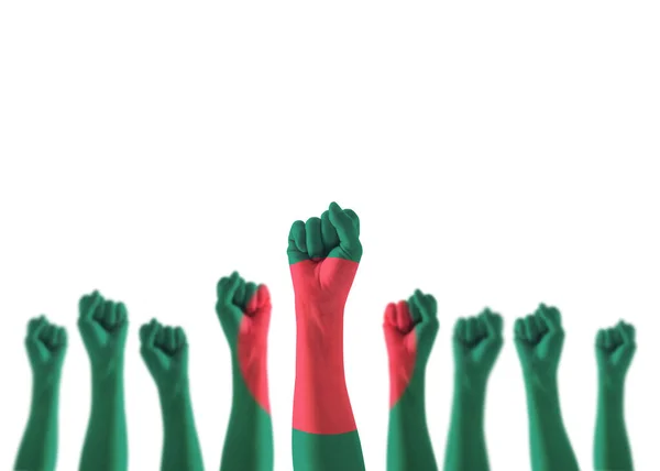 Independence Day Concept Bangladesh National Flag Pattern Leader Fist Isolated — Stock Photo, Image