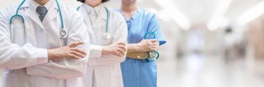 Doktor ve cerrah profesyonel ekip, tıbbi klinikte hemşirelik, profesyonel takım çalışması ve hastaların hastane ve klinik konseptine olan güveni. 