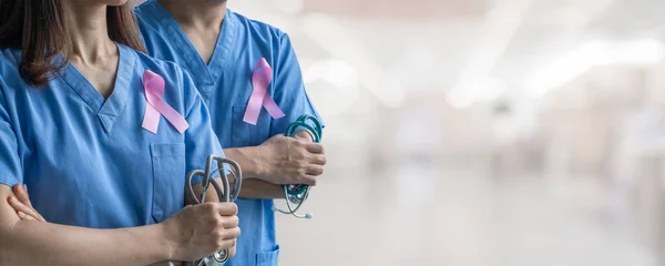 Consciência Câncer Mama Fita Rosa Aumentando Conscientização Sobre Saúde Mulher — Fotografia de Stock